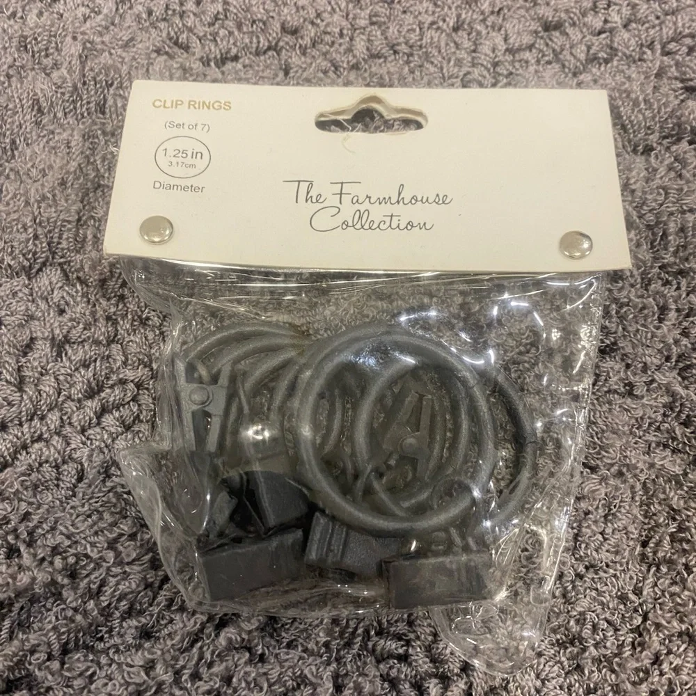 Chelsea Distressed Gray Curtain Clip Rings - Set of 7